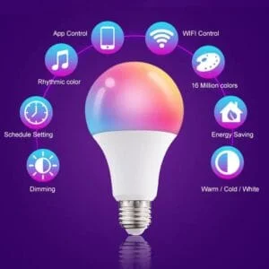 Bóng đèn LED Bulb thông minh WiFi, RGB Dimming 16 triệu màu, E27/A60/10W