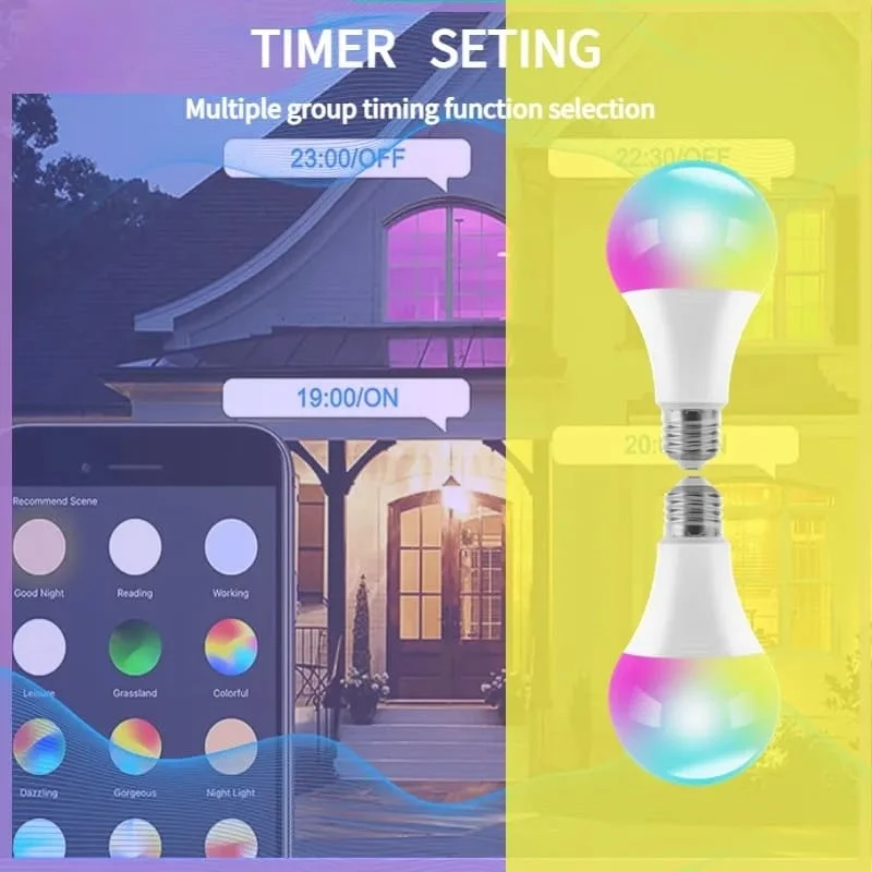 Bóng đèn LED Bulb thông minh WiFi, RGB Dimming 16 triệu màu, E27/A60/10W - Image 3