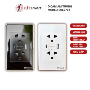 Ổ cắm USB Type-C Sạc nhanh EITsmart Kính chống trầy Viền nhôm