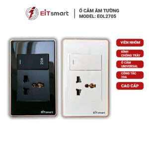 Ổ cắm tích hợp công tắc EITsmart Kính chống trầy Viền nhôm