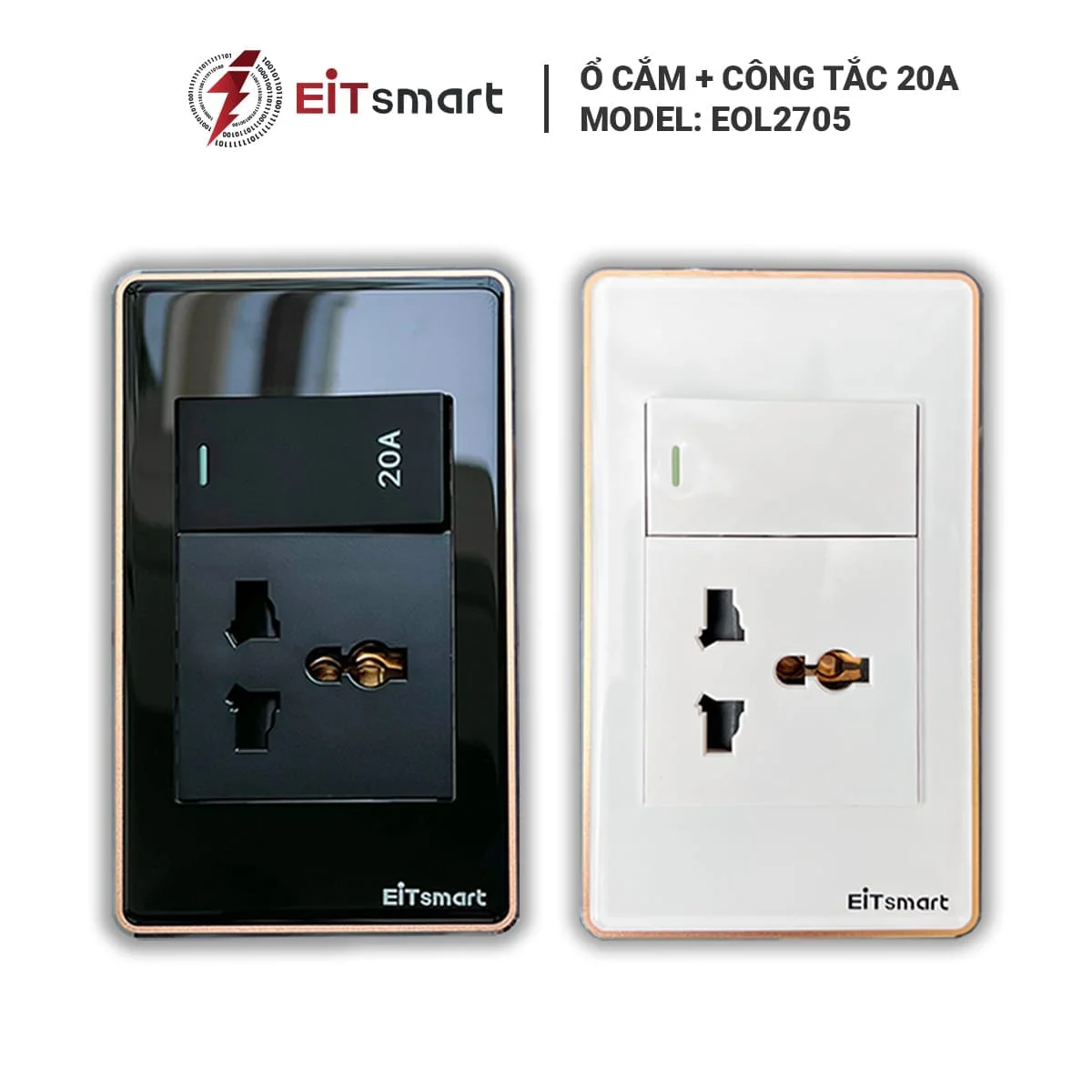 Ổ cắm tích hợp công tắc EITsmart Kính chống trầy Viền nhôm - Image 6