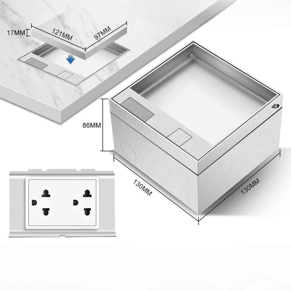 Ổ cắm điện âm sàn EITsmart khung inox ốp đá theo nội thất