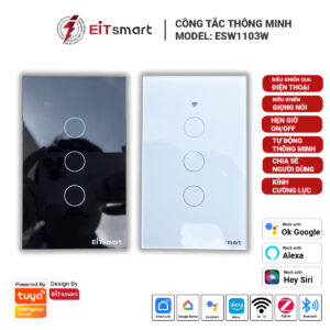 Công tắc thông minh WiFi 3 nút EITsmart Mặt kính tràn viền