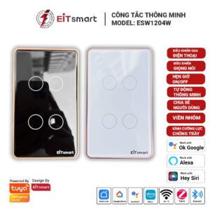 Công tắc thông minh WiFi 4 nút EITsmart Mặt kính Viền nhôm