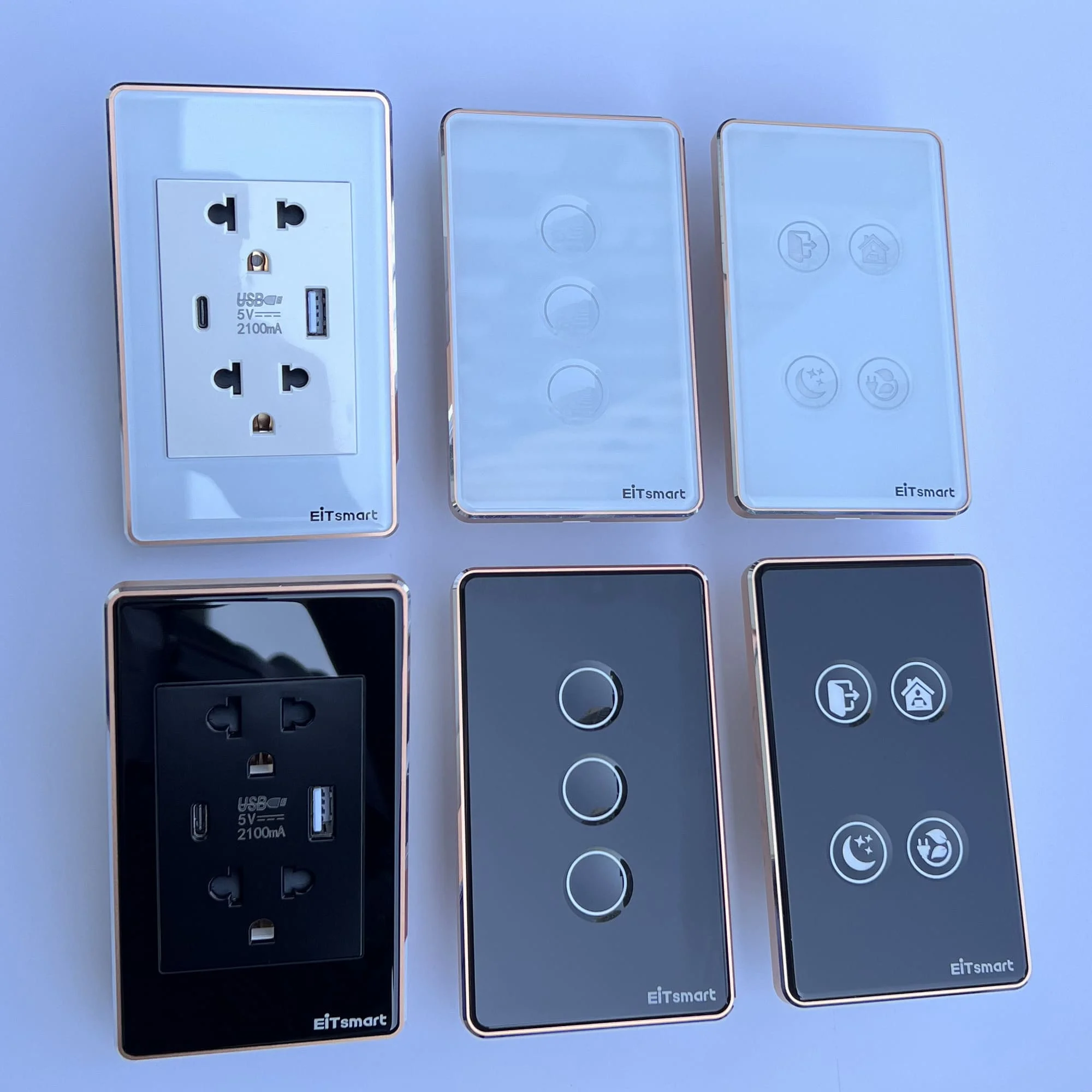 Ổ cắm đôi 3 chấu EITsmart Mặt kính chống trầy Viền nhôm - Image 10