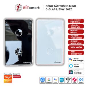 Công tắc thông minh 2 nút EITsmart Mặt kính lõm Chống trầy